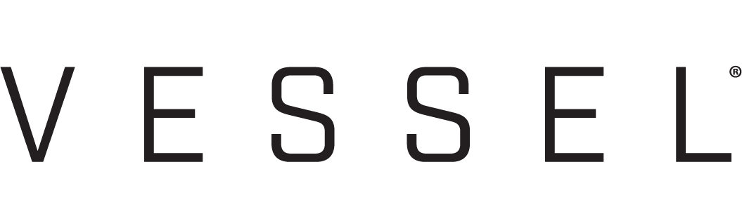 Black 'VESSEL' logo on a white background